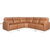 SAFAVIEH Couture Collection – Gretel Brown Top Grain Leather L-Shaped Sectional, Fully Assembled Corner Sofa with Wood Accents (SFV2414A)(Brown)