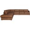SAFAVIEH Couture Collection – Gustav Dark Brown Top Grain Leather Corner Sectional, Fully Assembled L-Shaped Sofa with Wood Legs (SFV2413A)(Dark Brown)