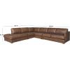 SAFAVIEH Couture Collection – Gustav Dark Brown Top Grain Leather Corner Sectional, Fully Assembled L-Shaped Sofa with Wood Legs (SFV2413A)(Dark Brown)