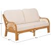 SAFAVIEH Couture Collection – Isaias Rattan Loveseat, Fully Cushioned Two-Seat Sofa with Removable Performance Linen Cushions, Coastal Boho Living Room Seating (CWK4003A)(Natural)