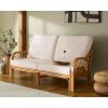 SAFAVIEH Couture Collection – Isaias Rattan Loveseat, Fully Cushioned Two-Seat Sofa with Removable Performance Linen Cushions, Coastal Boho Living Room Seating (CWK4003A)(Natural)