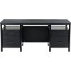 SAFAVIEH Couture Collection – Jaylessa Natural & Black Wood 4-Drawer Desk, Modern Storage Writing Table with Metal Accents (SFV4230A)(Black)