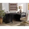 SAFAVIEH Couture Collection – Jaylessa Natural & Black Wood 4-Drawer Desk, Modern Storage Writing Table with Metal Accents (SFV4230A)(Black)