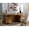 SAFAVIEH Couture Collection – Jaylessa Natural & Black Wood 4-Drawer Desk, Modern Storage Writing Table with Metal Accents (SFV4230A)(Natural/Black)