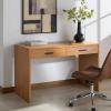 SAFAVIEH Couture Collection – Jessey Black Wood 2-Drawer Desk with Brass Accents, Modern Writing Table with Storage (SFV4236A)(Natural/Black)