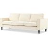 SAFAVIEH Couture Collection – Kalyna 3.5 Seater Sofa – Grey, Modern Upholstered Polyester Fabric Couch with Square Arms & Tapered Legs (SFA2007B)(Creme)
