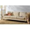 SAFAVIEH Couture Collection – Kalyna 3.5 Seater Sofa – Grey, Modern Upholstered Polyester Fabric Couch with Square Arms & Tapered Legs (SFA2007B)(Creme)