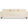 SAFAVIEH Couture Collection – Kalyna 3.5 Seater Sofa – Grey, Modern Upholstered Polyester Fabric Couch with Square Arms & Tapered Legs (SFA2007B)(Creme)