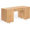SAFAVIEH Couture Collection – Kristy Natural Fluted Wood Desk, Modern Writing Table with Textured Design (SFV4251A)(Natural)