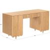 SAFAVIEH Couture Collection – Kristy Natural Fluted Wood Desk, Modern Writing Table with Textured Design (SFV4251A)(Natural)
