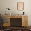 SAFAVIEH Couture Collection – Kristy Natural Fluted Wood Desk, Modern Writing Table with Textured Design (SFV4251A)(Natural)