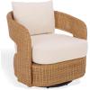 SAFAVIEH Couture Collection – Leanna Natural Rattan Swivel Accent Chair with White Cushion, Fully Assembled Woven Barrel Chair for Living Room, Bedroom or Home Office (CWK3026A)(Natural/White)
