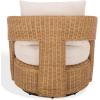 SAFAVIEH Couture Collection – Leanna Natural Rattan Swivel Accent Chair with White Cushion, Fully Assembled Woven Barrel Chair for Living Room, Bedroom or Home Office (CWK3026A)(Natural/White)