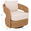 SAFAVIEH Couture Collection – Leanna Natural Rattan Swivel Accent Chair with White Cushion, Fully Assembled Woven Barrel Chair for Living Room, Bedroom or Home Office (CWK3026A)(Natural/White)