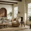 SAFAVIEH Couture Collection – Leanna Natural Rattan Swivel Accent Chair with White Cushion, Fully Assembled Woven Barrel Chair for Living Room, Bedroom or Home Office (CWK3026A)(Natural/White)