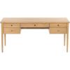 SAFAVIEH Couture Collection – Makala Wood 5-Drawer Desk with Gold Accents, Modern Writing Table with Storage (SFV4232A)(Natural/Gold)