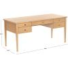 SAFAVIEH Couture Collection – Makala Wood 5-Drawer Desk with Gold Accents, Modern Writing Table with Storage (SFV4232A)(Natural/Gold)