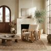 SAFAVIEH Couture Collection – Malina Natural Rattan Pole & White Cushion Accent Chair, Fully Assembled Woven Lounge Chair for Living Room, Bedroom or Sunroom (CWK3028A)(Natural/White)