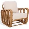 SAFAVIEH Couture Collection – Malina Natural Rattan Pole & White Cushion Accent Chair, Fully Assembled Woven Lounge Chair for Living Room, Bedroom or Sunroom (CWK3028A)(Natural/White)