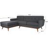 SAFAVIEH Couture Collection – Nicolettie Linen Chaise Sectional Sofa – Slate Grey, Mid-Century Modern Design with Tufted Cushions & Wood Legs, Left-Facing Chaise (DUP1008A)(Slate/Grey)