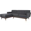 SAFAVIEH Couture Collection – Nicolettie Linen Chaise Sectional Sofa – Slate Grey, Mid-Century Modern Design with Tufted Cushions & Wood Legs, Left-Facing Chaise (DUP1008A)(Slate/Grey)
