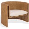 SAFAVIEH Couture Collection – O’Reilly Rattan Accent Chair with Cushion, Sculptural Barrel Chair for Living Room or Bedroom, Fully Assembled (CWK3025A)(Natural/White)