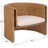 SAFAVIEH Couture Collection – O’Reilly Rattan Accent Chair with Cushion, Sculptural Barrel Chair for Living Room or Bedroom, Fully Assembled (CWK3025A)(Natural/White)