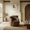 SAFAVIEH Couture Collection – Peitra Dark Brown Chenille Accent Chair, Fully Assembled Upholstered Chair (SFV4846D)(Dark Brown)
