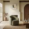 SAFAVIEH Couture Collection – Peitra Dark Brown Chenille Accent Chair, Fully Assembled Upholstered Chair (SFV4846D)(Olive Green)