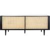 SAFAVIEH Couture Collection – Petroski French Cane Sofa, Black Wood Frame with Natural Rattan Sides, Modern Design (DUP1007A)(Black/Natural)