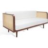 SAFAVIEH Couture Collection – Petroski French Cane Sofa, Black Wood Frame with Natural Rattan Sides, Modern Design (DUP1007A)(Walnut/Natural)