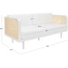 SAFAVIEH Couture Collection – Petroski French Cane Sofa, Black Wood Frame with Natural Rattan Sides, Modern Design (DUP1007A)(White/Natural)