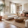 SAFAVIEH Couture Collection – Petroski French Cane Sofa, Black Wood Frame with Natural Rattan Sides, Modern Design (DUP1007A)(White/Natural)