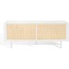 SAFAVIEH Couture Collection – Petroski French Cane Sofa, Black Wood Frame with Natural Rattan Sides, Modern Design (DUP1007A)(White/Natural)