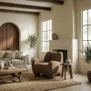 SAFAVIEH Couture Collection – Randal Light Brown Chenille Accent Chair, Modern Sculptural Lounge Seating, Fully Assembled (SFV4878A)(Dark Brown)