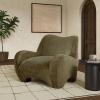 SAFAVIEH Couture Collection – Randal Light Brown Chenille Accent Chair, Modern Sculptural Lounge Seating, Fully Assembled (SFV4878A)(Olive Green)