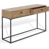 SAFAVIEH Couture Collection – Sherriandra Walnut & Black Metal Console Table with 2 Drawers, Modern Accent (SFV3010B)(Natural/Black)