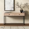 SAFAVIEH Couture Collection – Sherriandra Walnut & Black Metal Console Table with 2 Drawers, Modern Accent (SFV3010B)(Natural/Black)