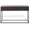 SAFAVIEH Couture Collection – Sherriandra Walnut & Black Metal Console Table with 2 Drawers, Modern Accent (SFV3010B)(Walnut/Black)