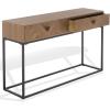 SAFAVIEH Couture Collection – Sherriandra Walnut & Black Metal Console Table with 2 Drawers, Modern Accent (SFV3010B)(Walnut/Black)