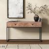 SAFAVIEH Couture Collection – Sherriandra Walnut & Black Metal Console Table with 2 Drawers, Modern Accent (SFV3010B)(Walnut/Black)