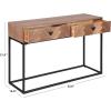 SAFAVIEH Couture Collection – Sherriandra Walnut & Black Metal Console Table with 2 Drawers, Modern Accent (SFV3010B)(Walnut/Black)
