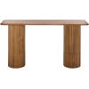 SAFAVIEH Couture Collection – Treyshawn Walnut Solid Wood Console Table, Rectangular Fluted Base Accent (SFV6411A)(Walnut)