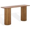 SAFAVIEH Couture Collection – Treyshawn Walnut Solid Wood Console Table, Rectangular Fluted Base Accent (SFV6411A)(Walnut)