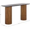 SAFAVIEH Couture Collection – Treyshawn Walnut Solid Wood Console Table, Rectangular Fluted Base Accent (SFV6411A)(Walnut/Black)