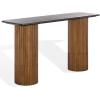SAFAVIEH Couture Collection – Treyshawn Walnut Solid Wood Console Table, Rectangular Fluted Base Accent (SFV6411A)(Walnut/Black)