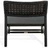 SAFAVIEH Couture Collection – Valdina Black Woven Leather Accent Chair, Low Profile Design, Solid Wood Frame, Fully Assembled (SFV1904A)(Black/Black)