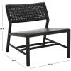 SAFAVIEH Couture Collection – Valdina Black Woven Leather Accent Chair, Low Profile Design, Solid Wood Frame, Fully Assembled (SFV1904A)(Black/Black)