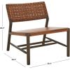 SAFAVIEH Couture Collection – Valdina Black Woven Leather Accent Chair, Low Profile Design, Solid Wood Frame, Fully Assembled (SFV1904A)(Brown/Walnut)
