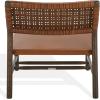 SAFAVIEH Couture Collection – Valdina Black Woven Leather Accent Chair, Low Profile Design, Solid Wood Frame, Fully Assembled (SFV1904A)(Brown/Walnut)